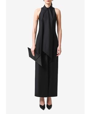 Matériel Vest Tie Wool-Blend Maxi Dress - Black