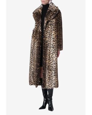BB COUTURE Leopard-Print Faux Fur Long Coat - Brown