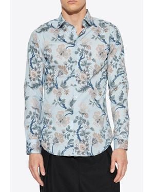 Etro Floral Print Long-Sleeved Shirt - Blue