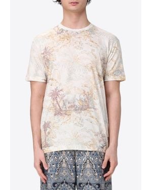 Etro Jungle Print Crewneck T-Shirt - White