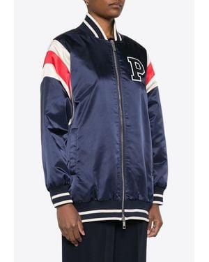 P.A.R.O.S.H. Nobody Logo Patch Bomber Jacket - Blue