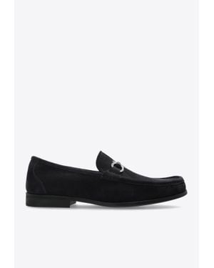 Ferragamo Gandioso Gancini Buckle Leather Loafers - Black