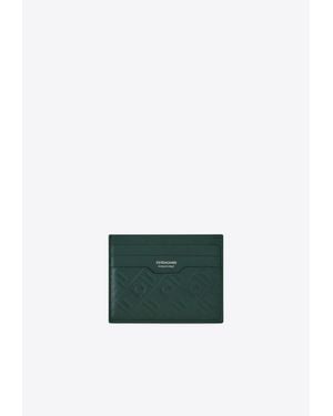 Ferragamo Embossed Monogram Leather Cardholder - Green