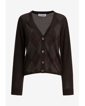Our Legacy Ivy Argyle Knit Wool Cardigan - Black