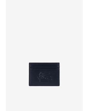 Etro Logo Embossed Leather Cardholder - Blue