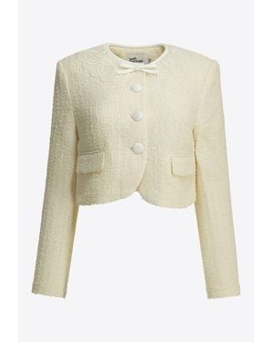 Self-Portrait Bouclé Lace Blazer - Natural