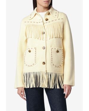 Guest In Residence Western Fringe Wool-Cashmere Knit Cardigan - Natural