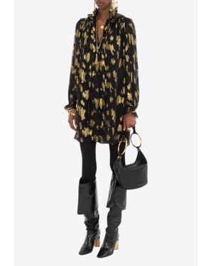Chloé Floral Brocade Mini Dress - Black