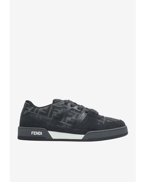 Fendi Match Ff Jacquard Suede Trainers - Grey
