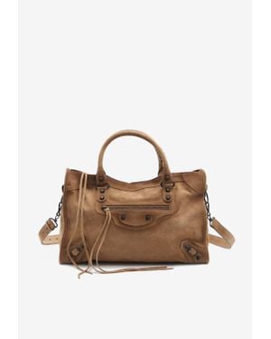 Balenciaga Medium Le City Calf Leather Top Handle Bag - Brown