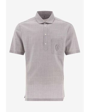 Brunello Cucinelli Wool Logo Polo T-Shirt - Grey