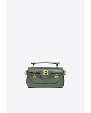 Balmain B-Buzz 19 Leather Top Handle Bag - Green