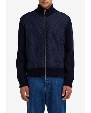 Ferragamo Gancini Jacquard Bomber Jacket - Blue