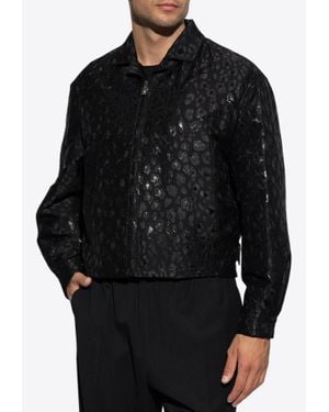 Versace Leopard Print Cropped Jacket - Black