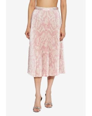 Versace Barocco Print Plisse Midi Skirt - Pink