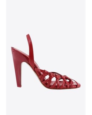Chloé Estra 100 Braided Leather Slingback Sandals - Red