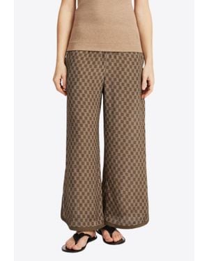 By Malene Birger Louisan Monogram Wide-Leg Trousers - Brown