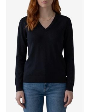 The Row Phora V-Neck Ribbed Sweater - Black