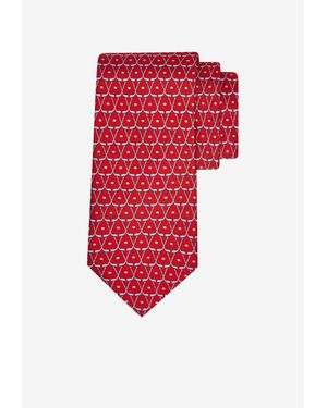 Ferragamo Hockey Print Silk Tie - Red