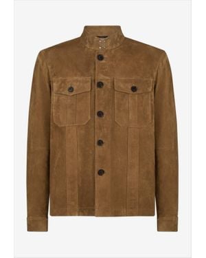 Tom Ford Light Suede Stand Collar Overshirt - Brown