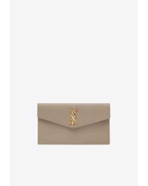 Saint Laurent Uptown Cassandre Clutch Bag - White