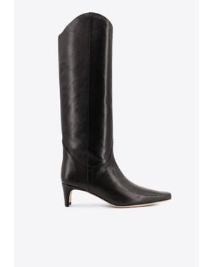 STAUD Western Wally 50 Leather Knee-High Boots - Black