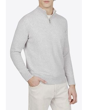 Eleventy Fine-Knit Cashmere Half-Zip Sweater - Gray