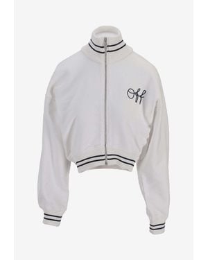 Off-White c/o Virgil Abloh Embroidered Script Zip-Up Jacket - Gray