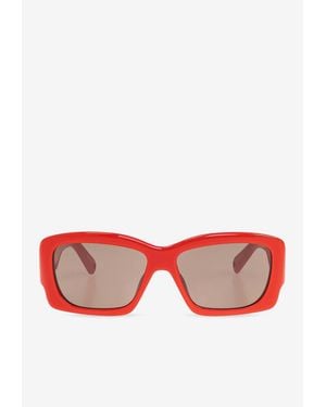 Jacquemus Logo Print Rectangular Sunglasses - Red