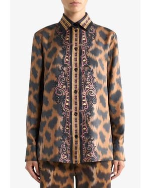 Etro Leopard Print Buttoned Shirt - Brown
