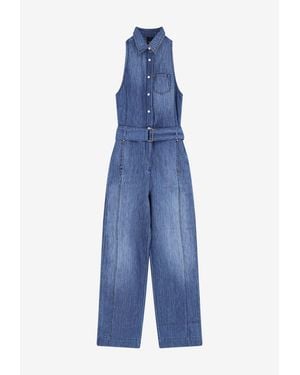 Pinko Visione Wide-Leg Denim Jumpsuit - Blue