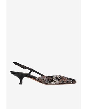 Missoni Fiona 45 Embroidered Slingback Pumps - White