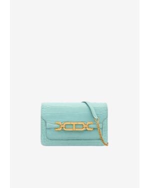 Tom Ford Small Whitney Croc-Embossed Shoulder Bag - Blue