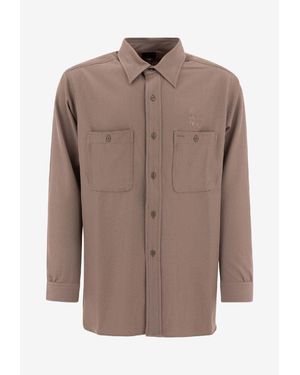 Needles Logo-Embroidered Button Shirt - Brown