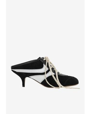Dries Van Noten 65 Contrast Panel Mules - Black