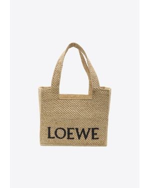 Loewe Medium Raffia Tote Bag - White