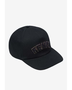 Fendi Logo Patch Baseball Cap - Black