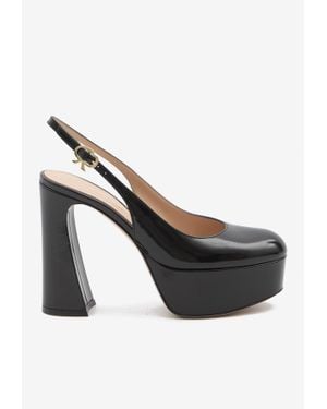 Gianvito Rossi Bessie 70 Nappa Leather Slingback Platform Pumps - Black
