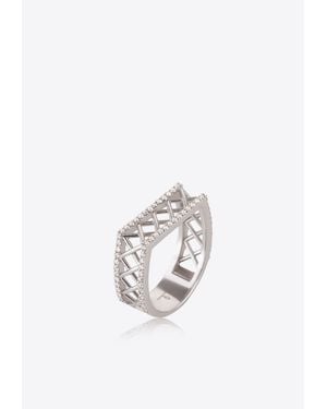 Falamank Corset Collection 18-Karat Ring With Diamonds - White