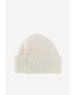 Max Mara Retina Ribbed Wool Beanie - White