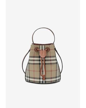 Burberry Mini Check Bucket Bag - White