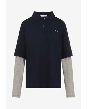 Miu Miu Long-Sleeved Layered Polo T-Shirt - Blue
