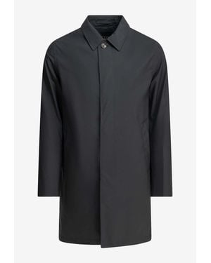 Herno Long Microfiber Raincoat - Black