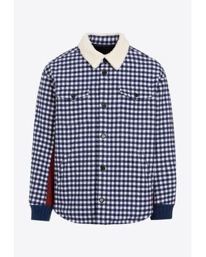 Undercover Checked Wool Bomber Jacket - Blue