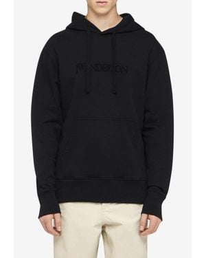 JW Anderson Logo Embroidered Hooded Sweatshirt - Blue