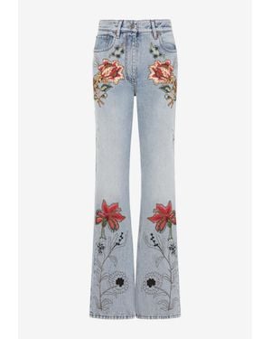 Valentino Floral Flared Jeans - White