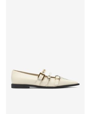 Pinko Zulema Leather Ballet Flats - White