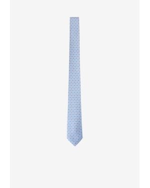 Canali Geometric Motif Silk Tie - White