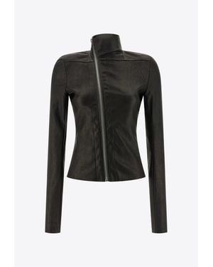 Rick Owens Temple Gary Leather Zip Jacket - Black