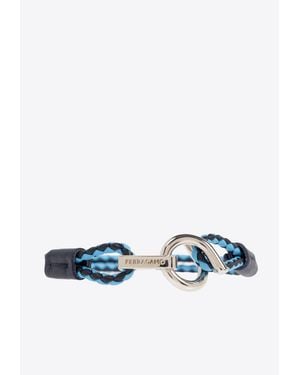 Ferragamo Two-Toned Braided Leather Bracelet - Blue